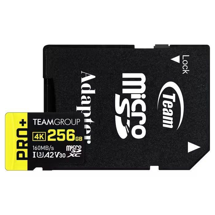 Cartão de Memória TEAM GROUP PRO+ MicroSDXC (256GB - Até 160 MB/s)