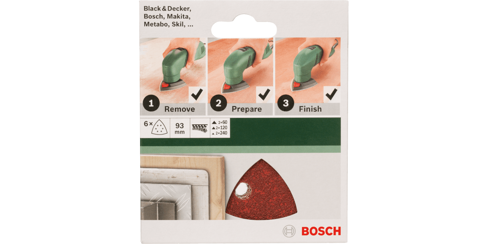 Conjunto de Folhas de Lixa Delta BOSCH 2609256A54 (93 x 93 mm), miniatura 3