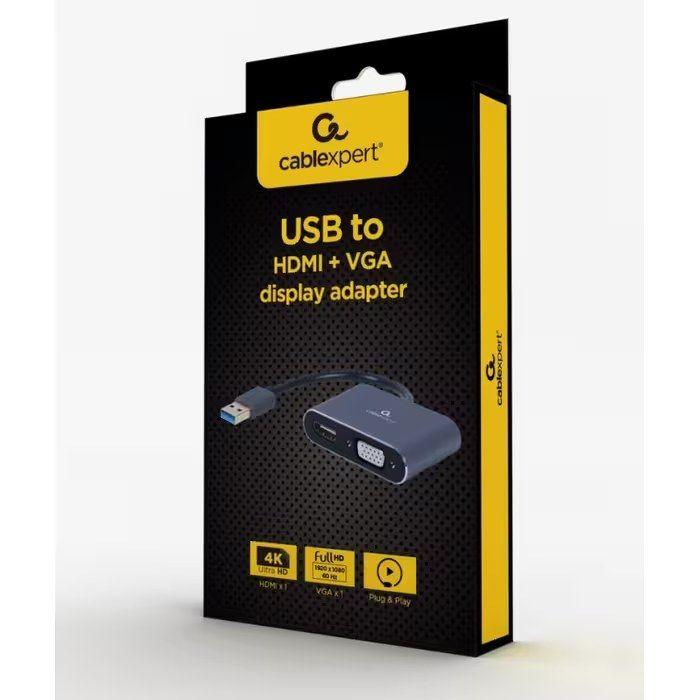 Adaptador USB 3.0 para HDMI e VGA GEMBIRD A-USB3-HDMIVGA-01 (15 cm - USB/HDMI/VGA - Preto), miniatura 2