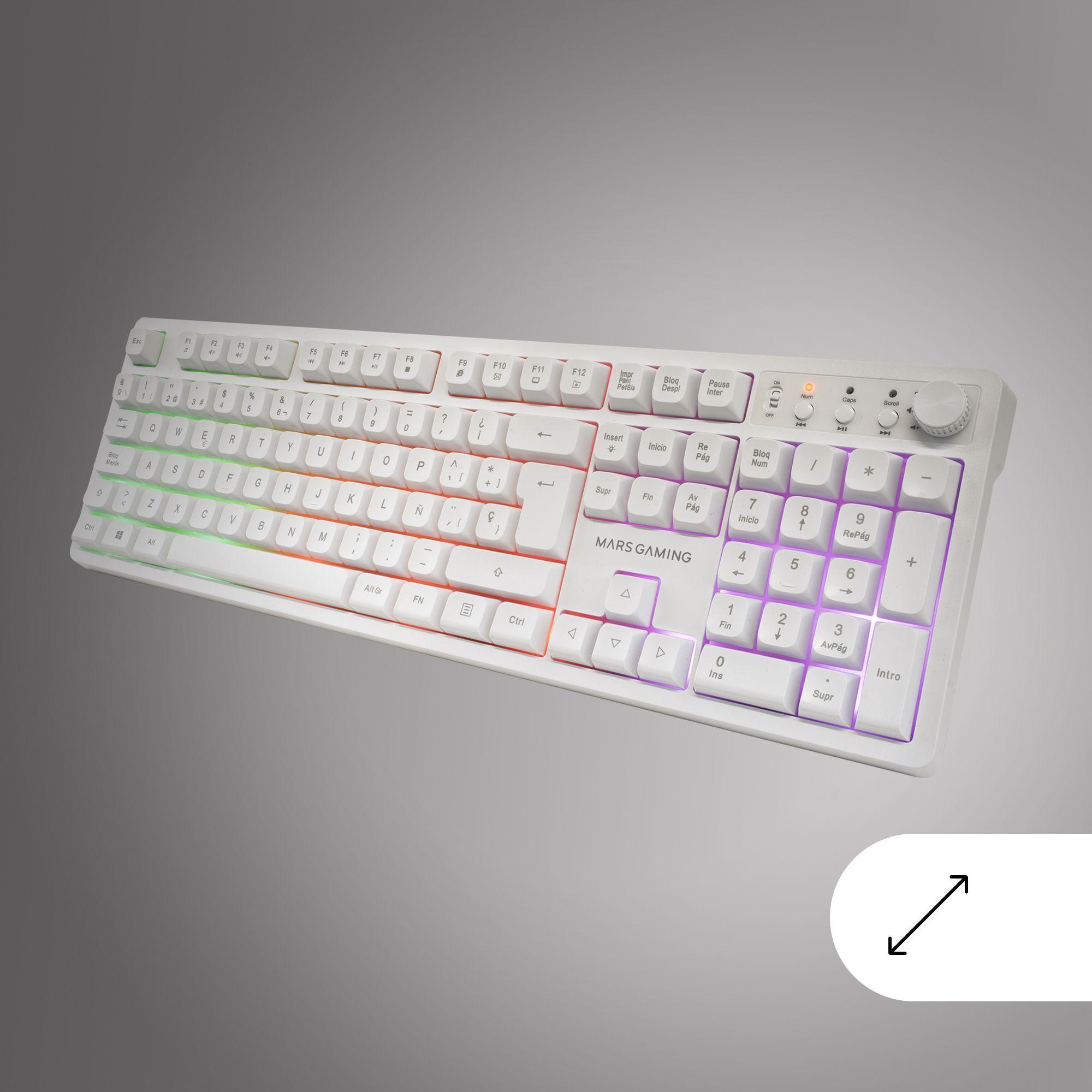 Conjunto Teclado, Rato e Tapete de Rato MARS GAMING MCPWXWES (Espanhol - Interruptor de membrana - Tamanho completo - Branco), miniatura 12