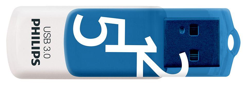 Pen USB PHILIPS FM51FD001B/00 (Com tampa - USB Type-A - 3.2 Gen 1 - Azul e Branco)