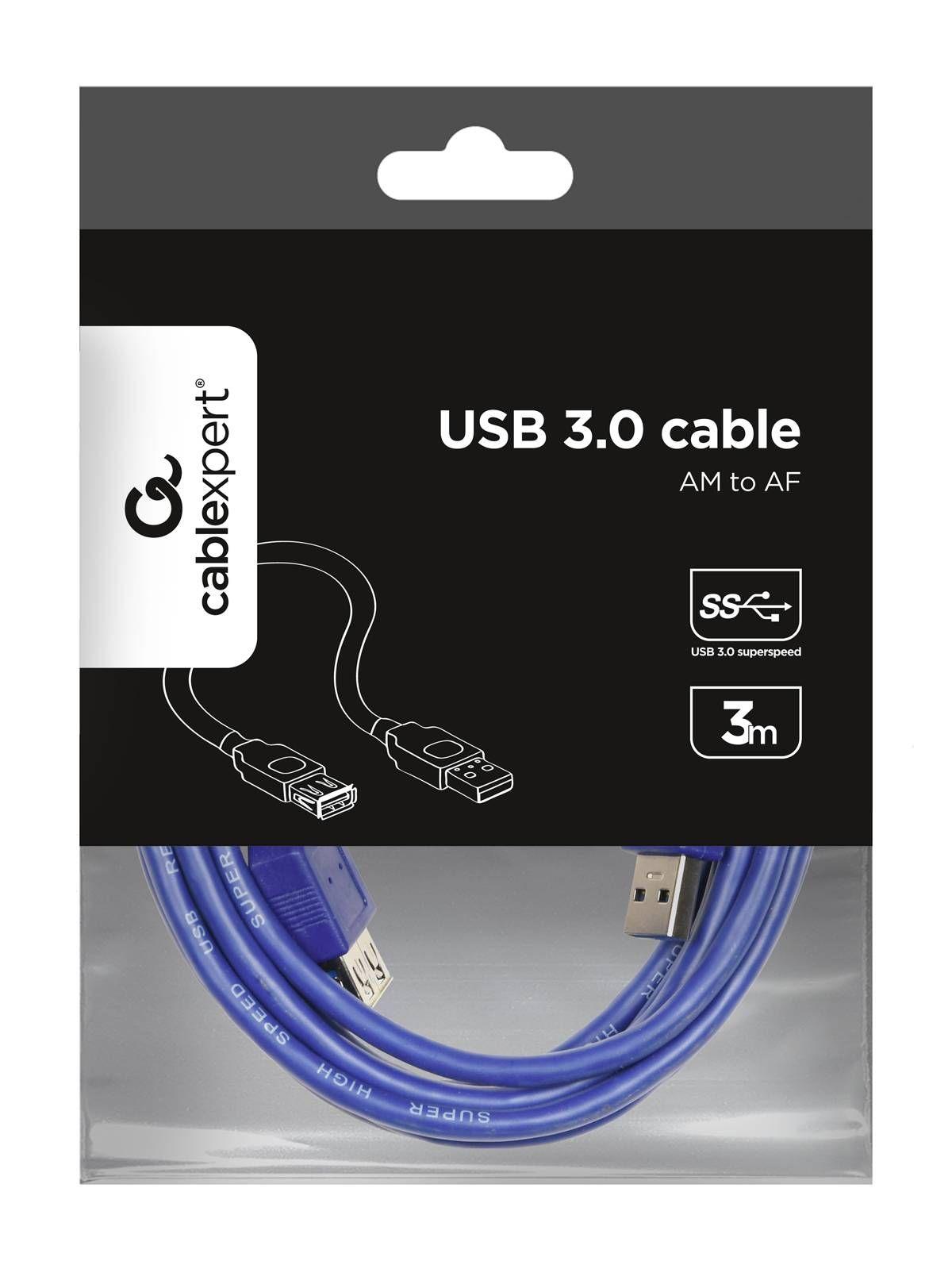 Cabo de Extensão USB GEMBIRD CCP-USB3-AMAF-10 (3 m - USB-A - Azul) — miniatura 5