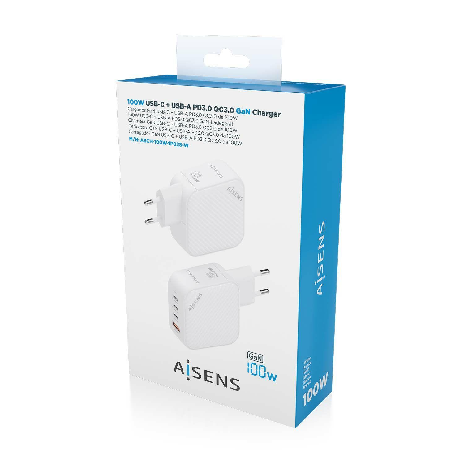 Carregador de Parede AISENS ASCH-100W4P028-W (100 W - Branco), miniatura 6