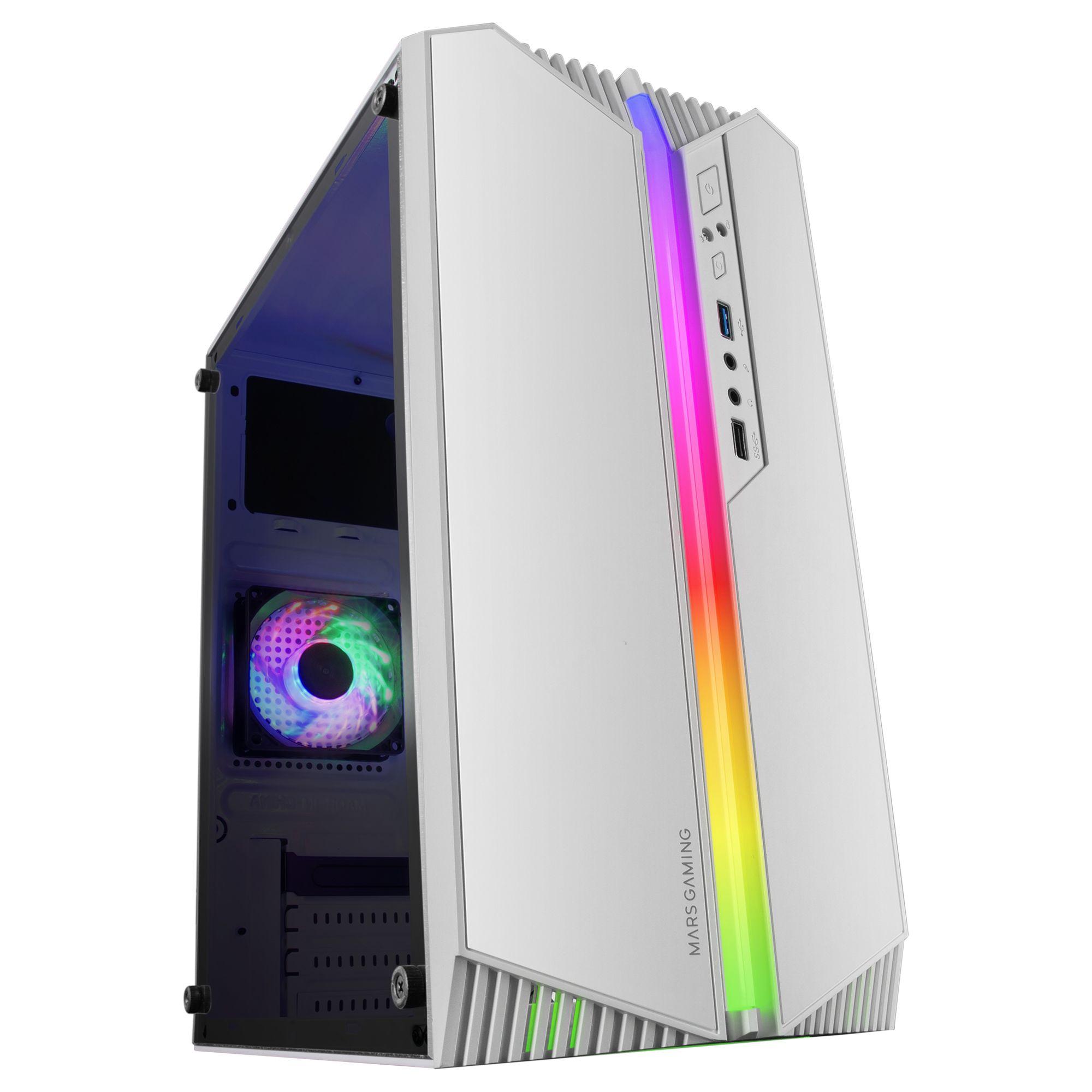 Caixa PC MARS GAMING MC-S1 (micro ATX, Mini-ITX - Mini Tower - Vidro temperado - Branco)