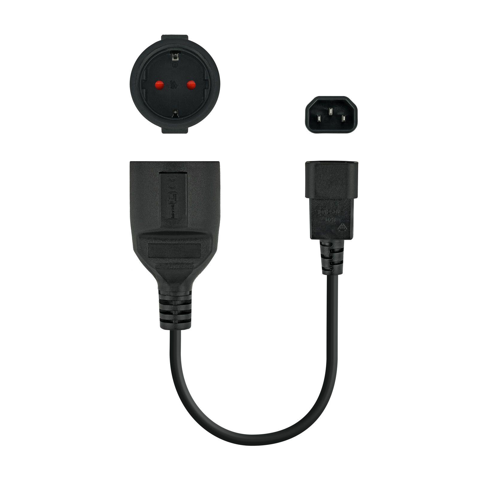 Cabo Adaptador de Alimentação NANOCABLE 10.22.0901 (0,25 m - CEE7/4 - Acoplador C14 - Preto)