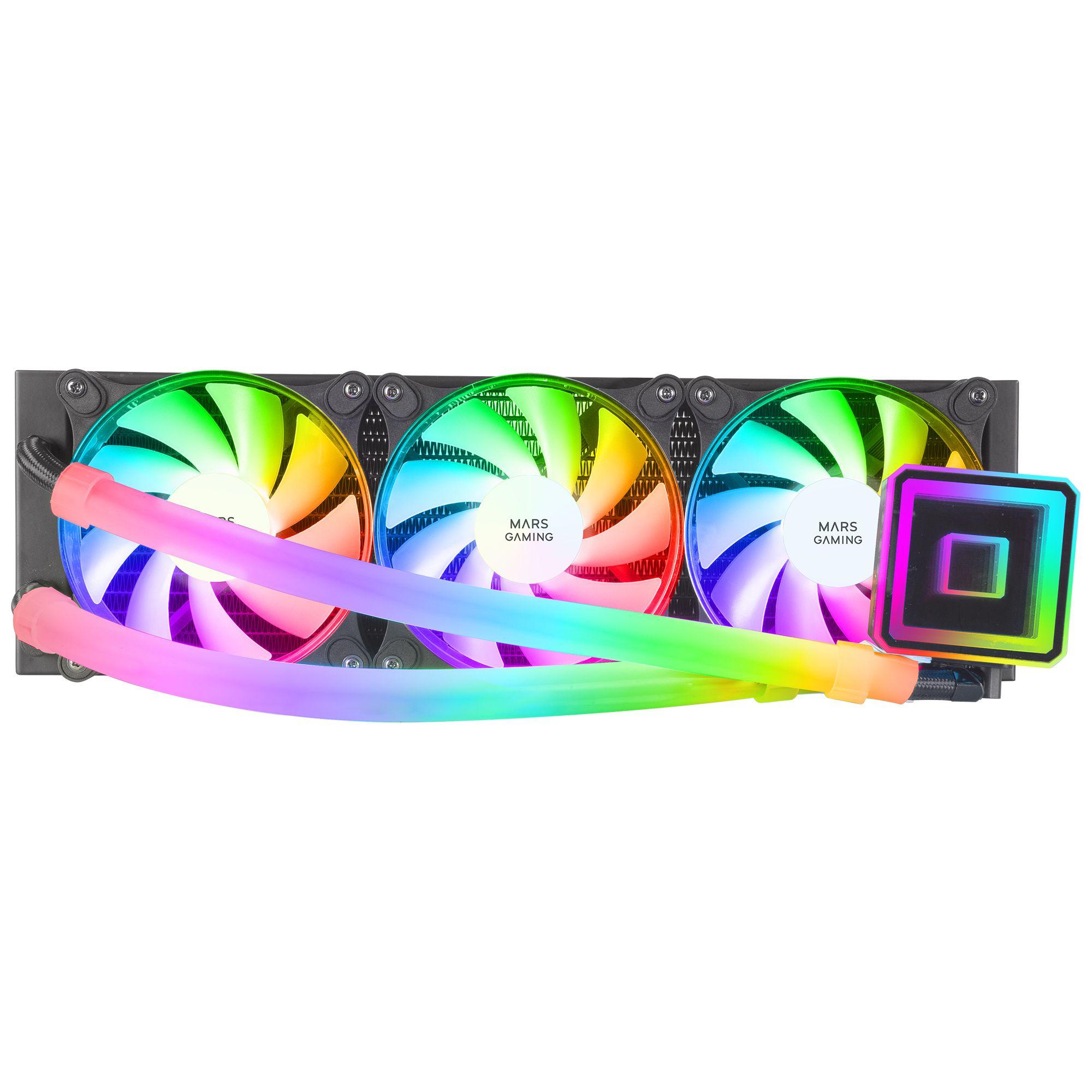 Kit de Arrefecimento Líquido MARS GAMING MLULTRA360 (12 cm - 1800 RPM - Azul, Verde, Vermelho - Preto) — miniatura 2