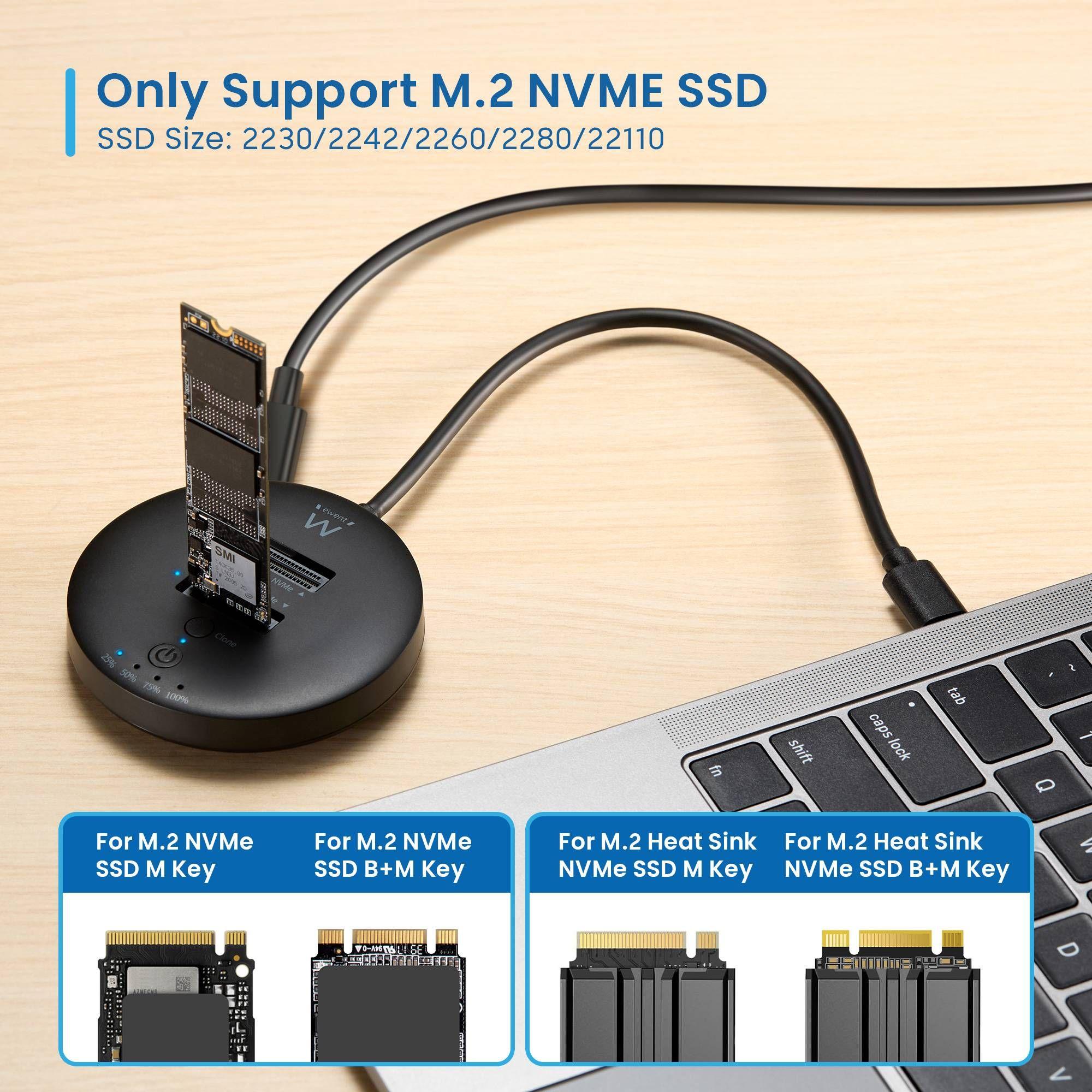 Dock Station Clonadora EWENT EW7078 (M.2 - USB-C 3.2 Gen2 - M.2 NVMe - Preto) — miniatura 2