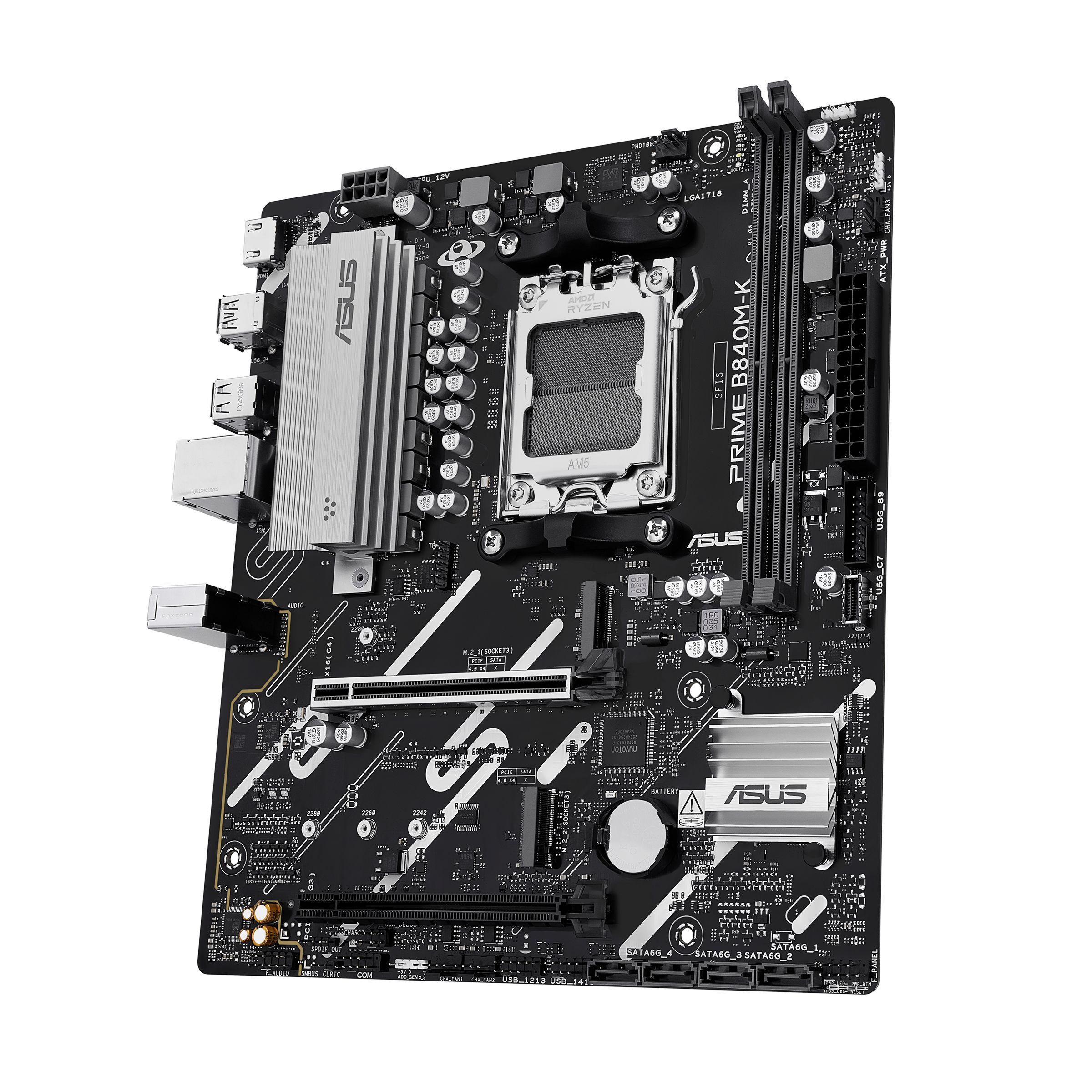 Motherboard ASUS Prime B840M-K (AM5 - micro-ATX - Duplo canal - Preto), miniatura 4