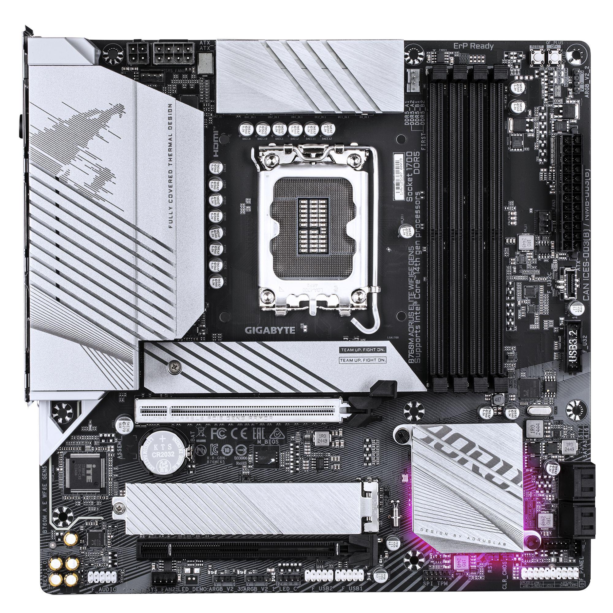 Motherboard GIGABYTE B760M AORUS ELITE WIFI6E GEN5 (LGA 1700 - micro ATX - Duplo canal - Preto), miniatura 2