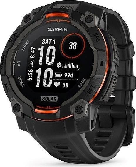 Smartwatch GARMIN Instinct 3 Solar 45mm (Redondo - Android, iOS - MIP - Preto/Laranja)