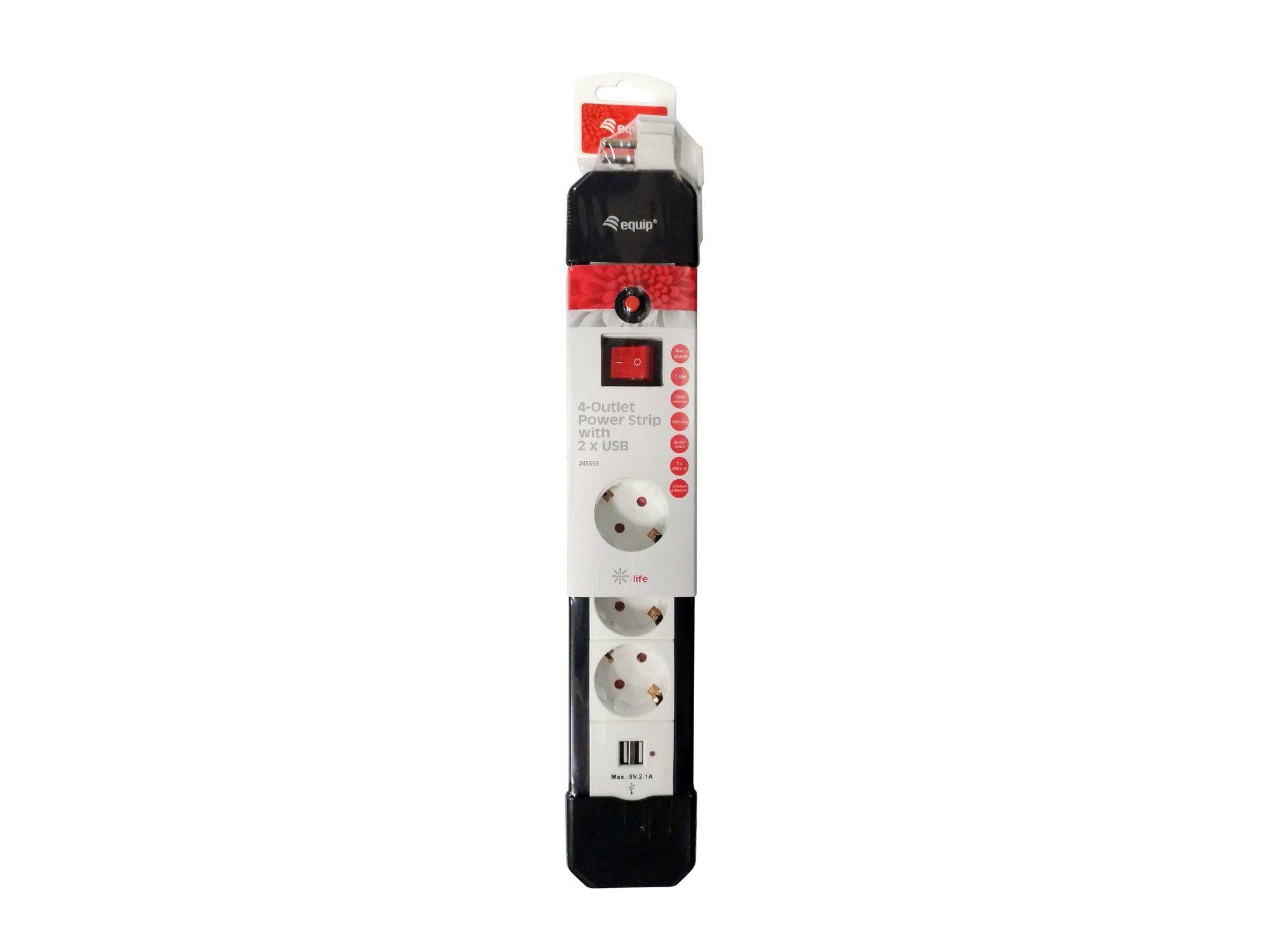 Bloco de Tomadas EQUIP 245553 (1,5 m - Tipo F - Preto e Branco) — miniatura 5