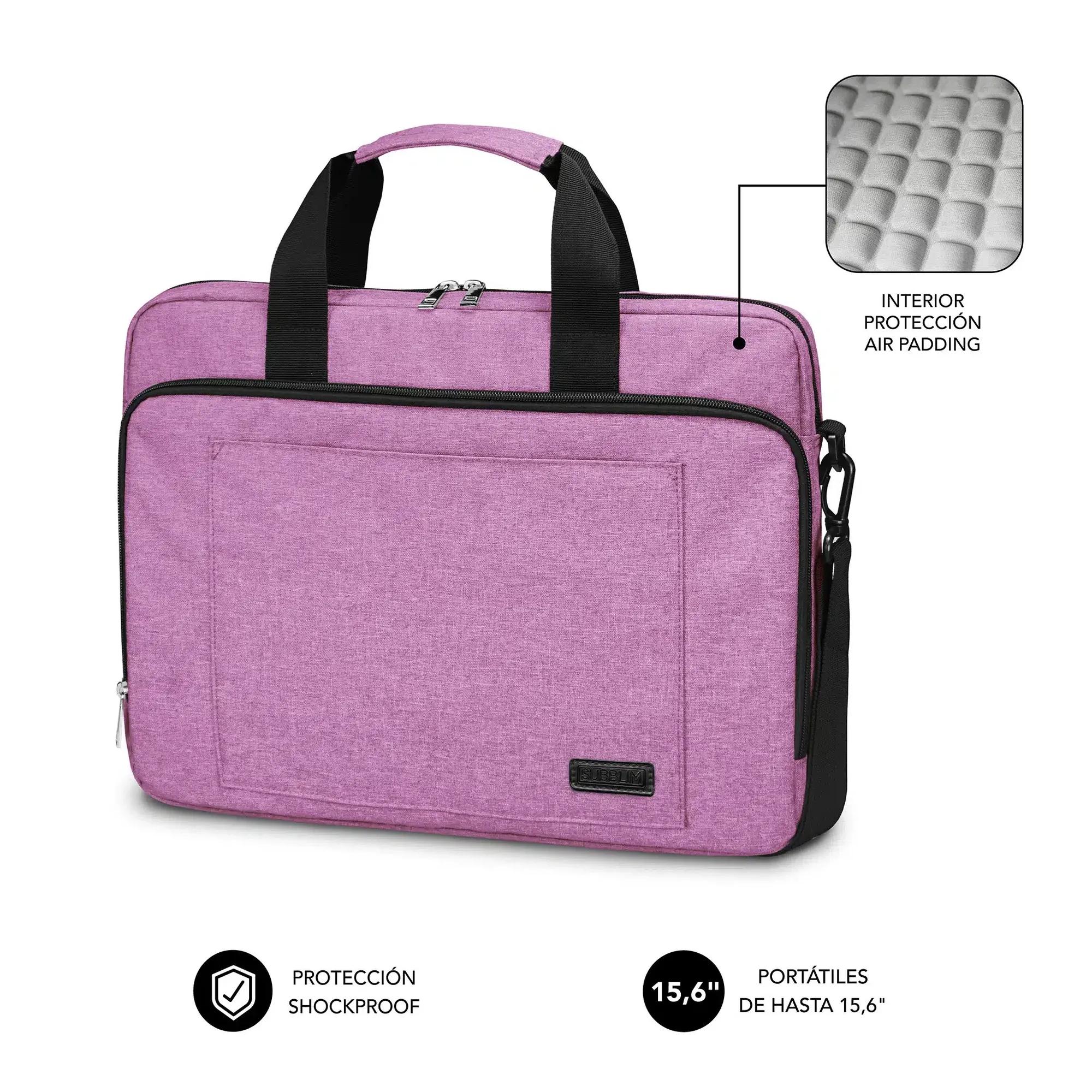 Mala para Portátil SUBBLIM Air Padding Laptop Bag SUBLB-4APLB12 (Poliéster Oxford - Portáteis até 15,6" - Altura 34 cm - Rosa)
