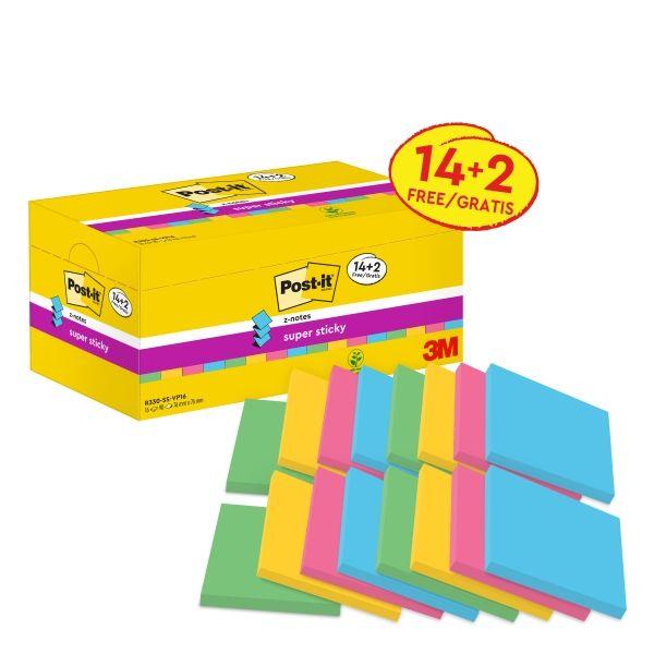 Blocos de Notas Autoadesivas POST-IT Super Sticky R330-SS-VP16-EU (76 x 76 mm)