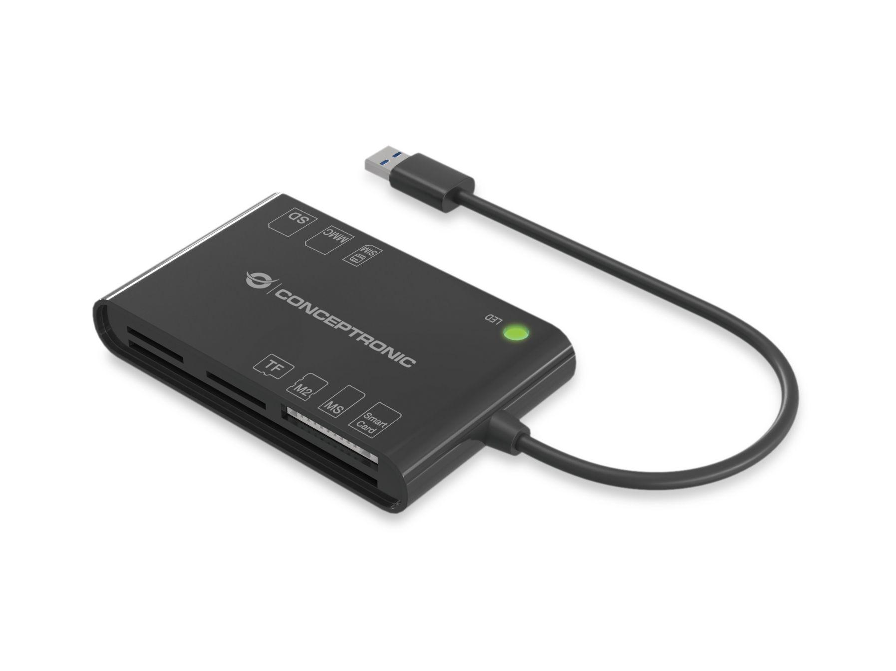 Leitor de Cartões e Cartão de Cidadão CONCEPTRONIC BIAN01B (Preto)