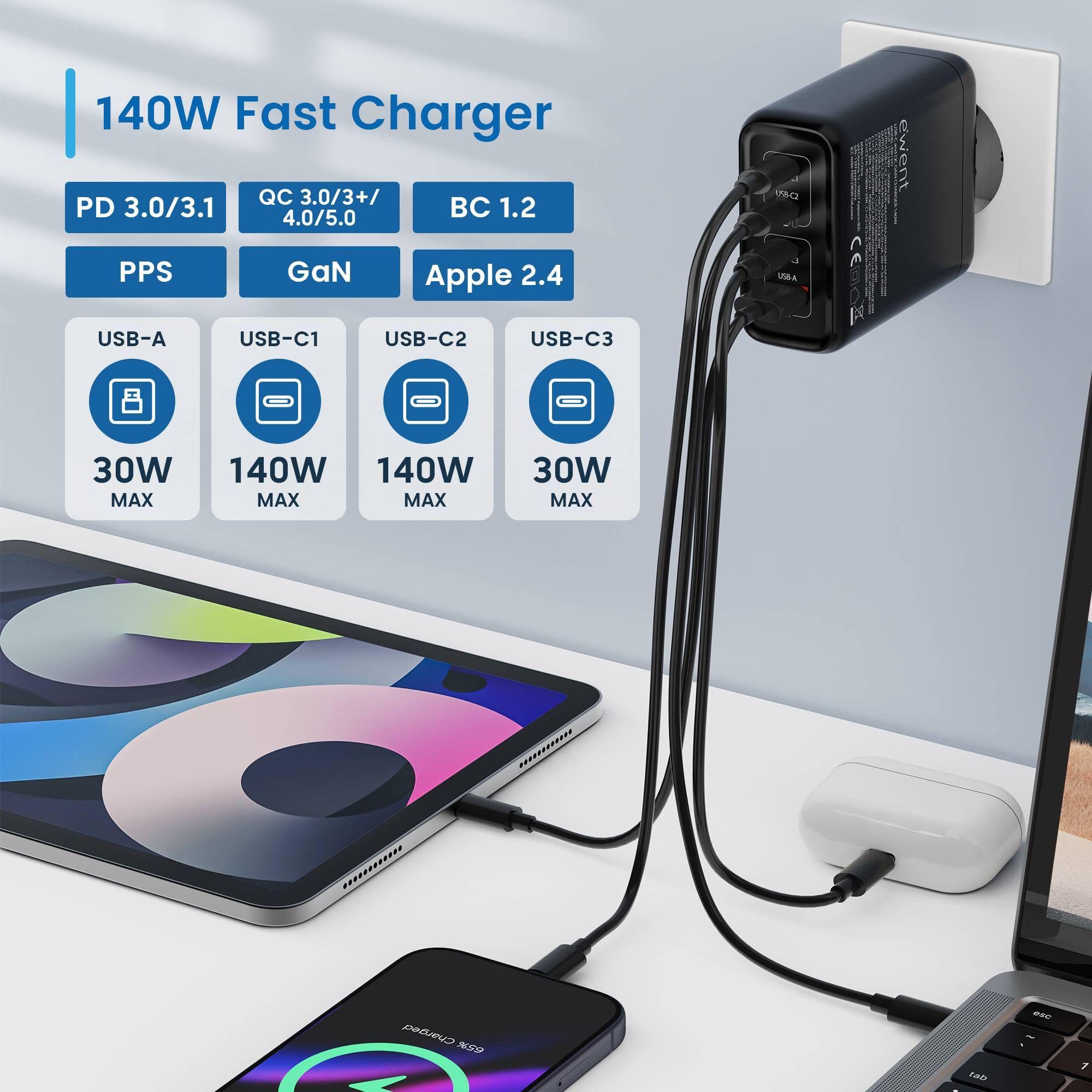 Carregador USB-C EWENT EW1337 (Universal - Tipo C - Preto) — miniatura 4