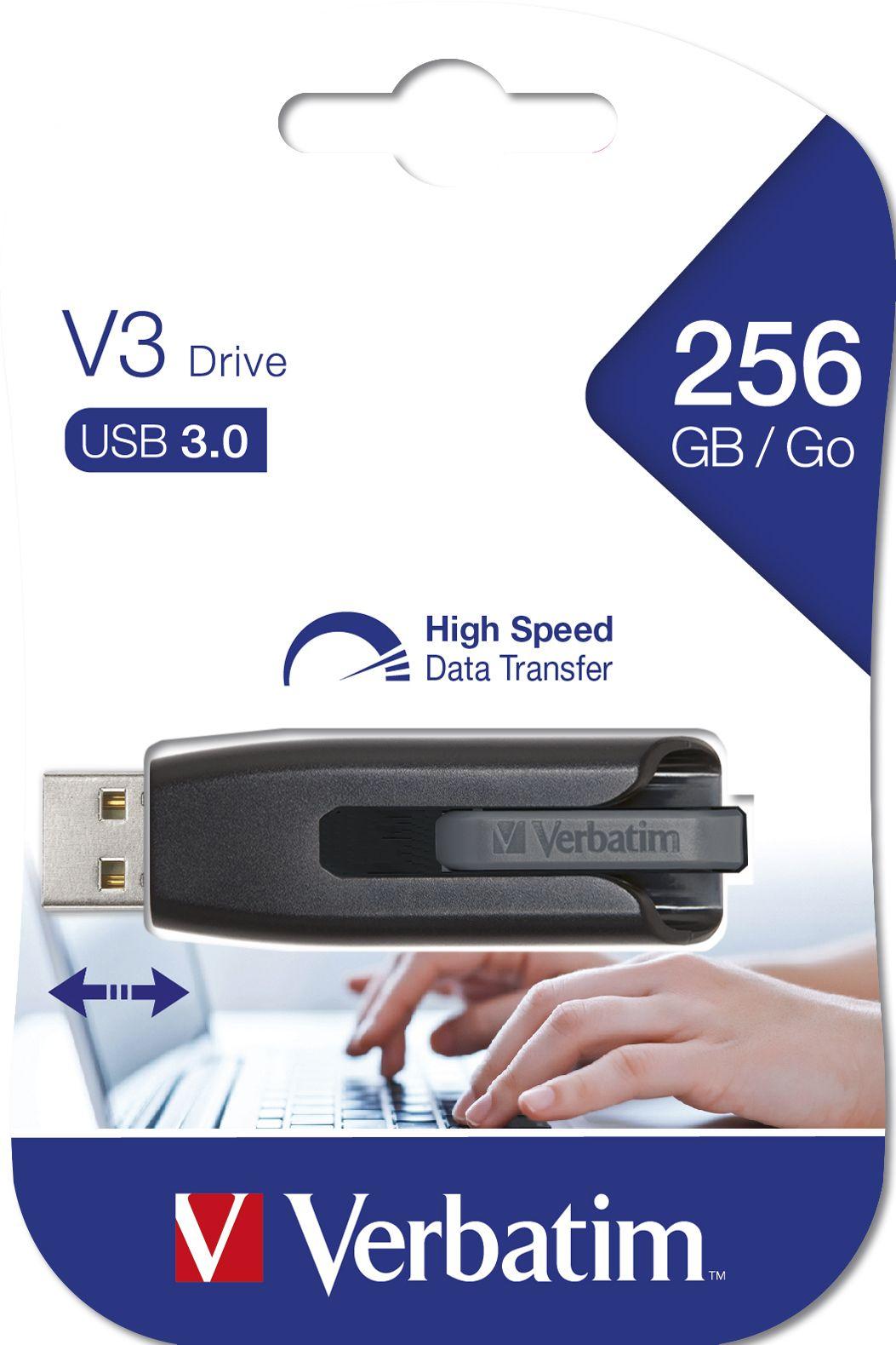 Pen USB VERBATIM V3 256GB (Retrátil deslizante - USB Type-A - USB 3.2 Gen 1 - Preto), miniatura 5