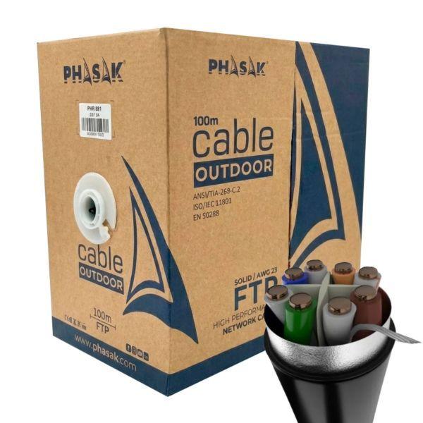 Bobina de Cabo de Rede FTP PHASAK PHR 681 (100 m - Cat6A - Cinza)
