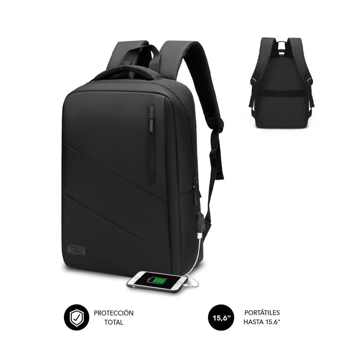 Mochila para Portátil SUBBLIM City Backpack (15,6" - Porta USB - Preto)