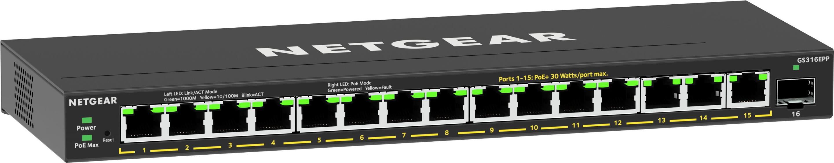 Switch NETGEAR GS316EPP-100PES (Gigabit Ethernet - 28 Gbit/s - Preto) — miniatura 3