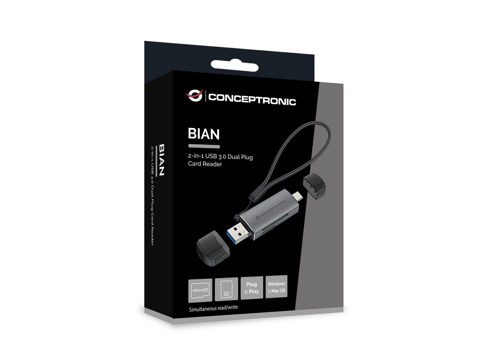 Leitor de Cartões de Memória CONCEPTRONIC BIAN05G (Cinzento), miniatura 3