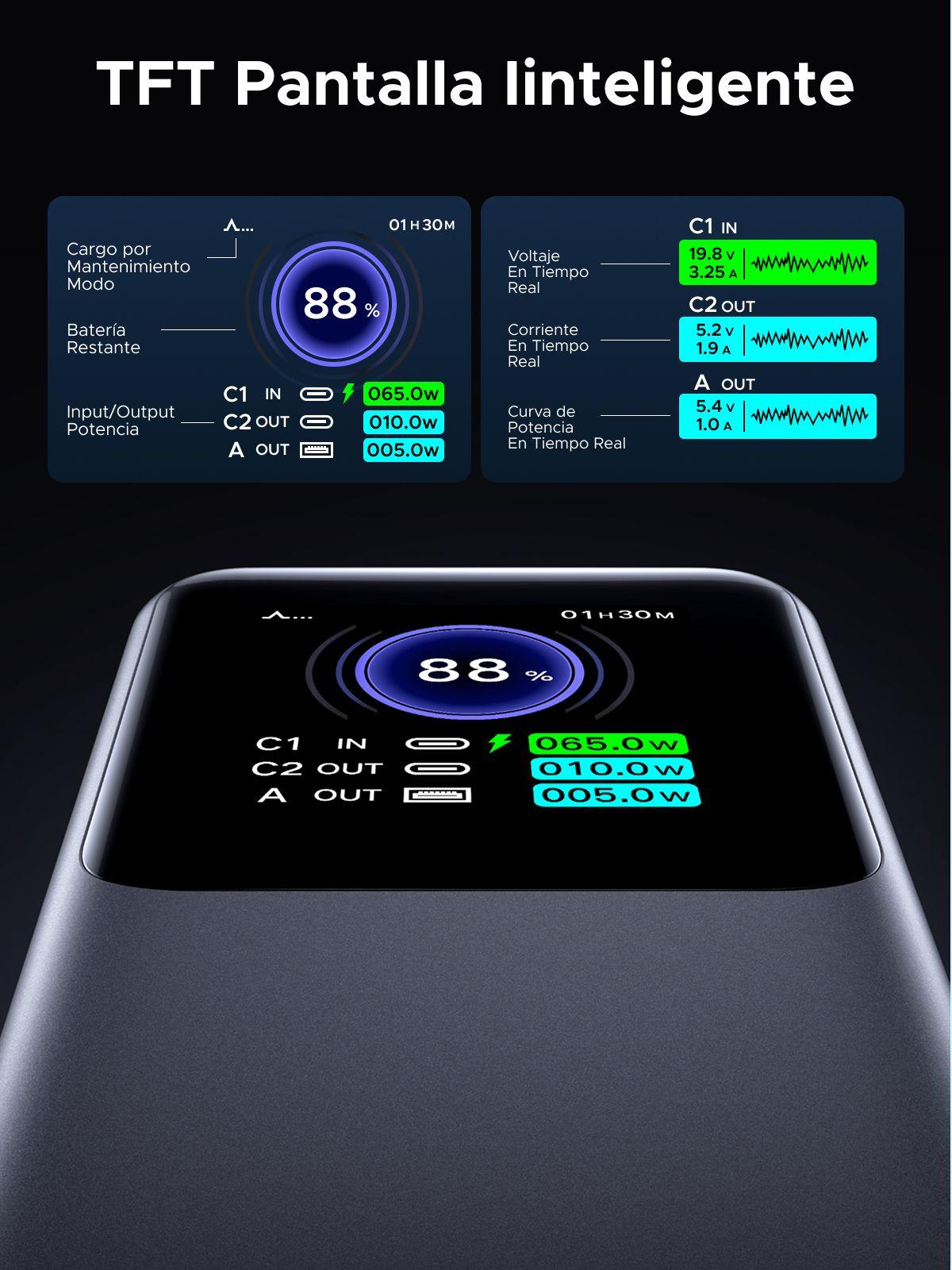 Bateria Externa UGREEN PB721 Nexode (20000 mAh - 72 Wh - 130 W - Cinzento) — miniatura 14