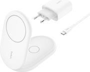 Carregador Sem Fios Duplo Magnético BELKIN BoostCharge WIZ028VFWH (USB Type-C para USB Type-C - USB-C para USB-C - Branco)