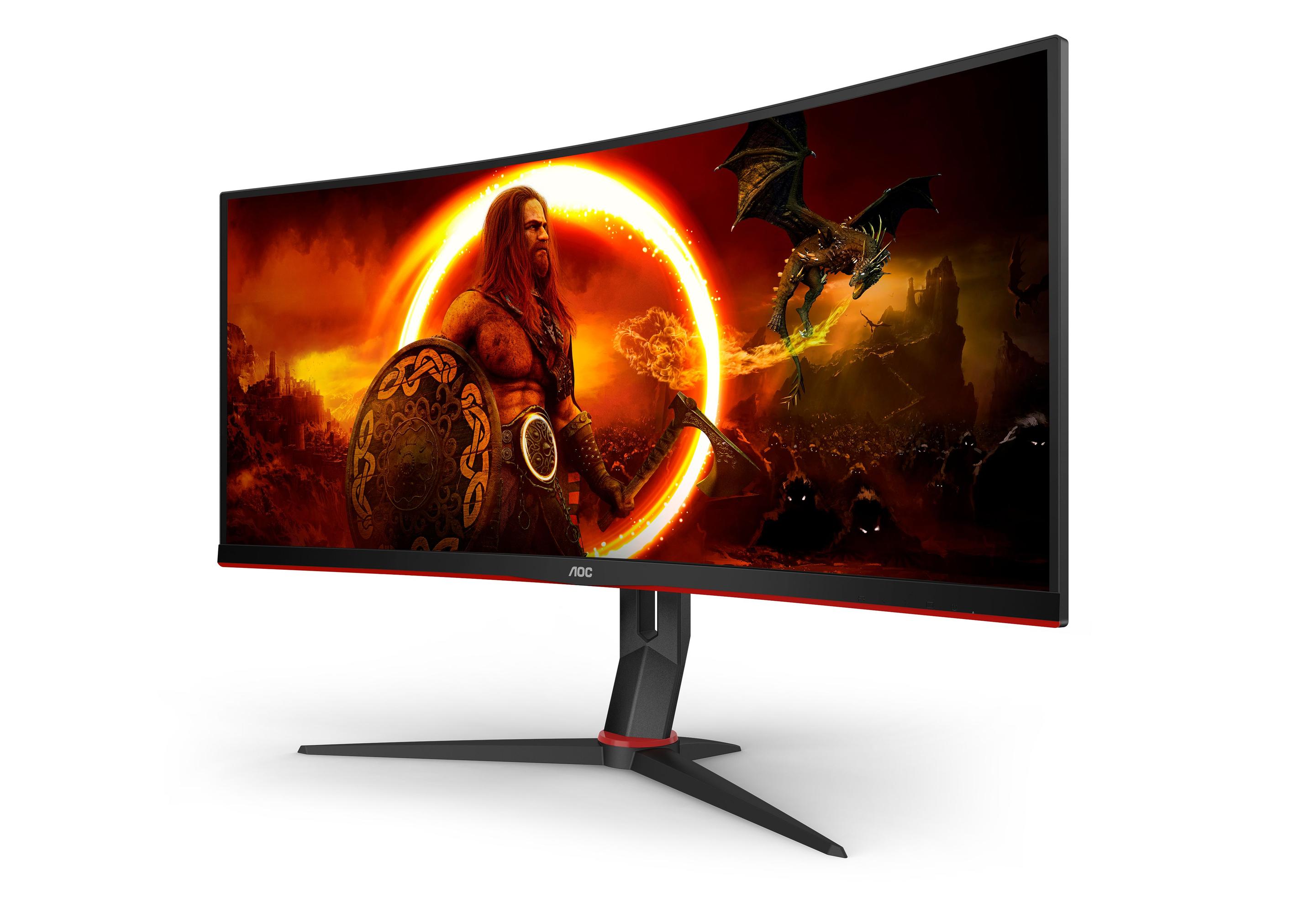 Monitor AOC CU34G2XP/BK (34" - VA - 180 Hz - Preto/Vermelho) — miniatura 3