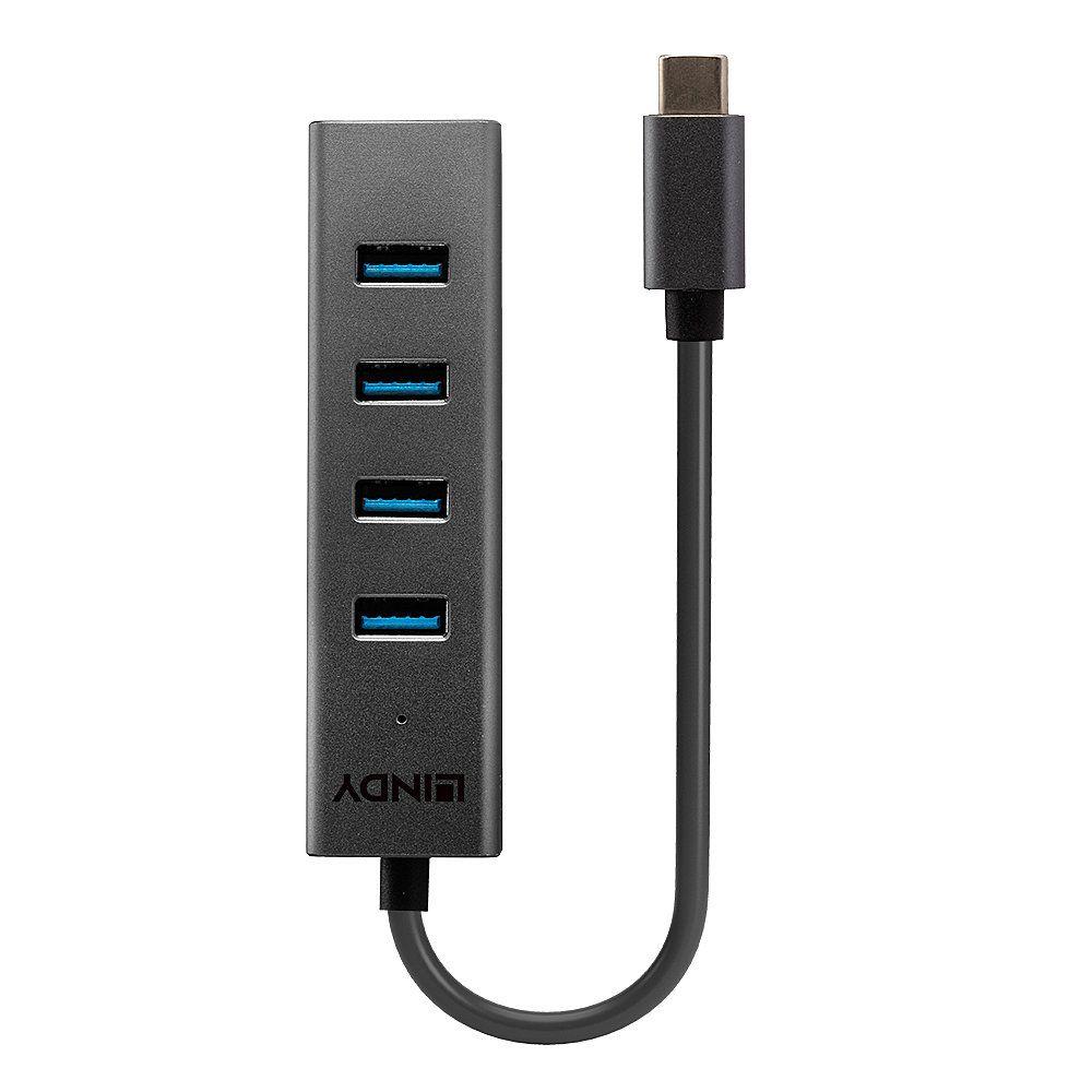 Hub USB-C LINDY 43325 (0,3 m - USB 3.2 Gen 1 Type-A - USB 3.2 Gen 1 Type-C - Cinzento) — miniatura 2