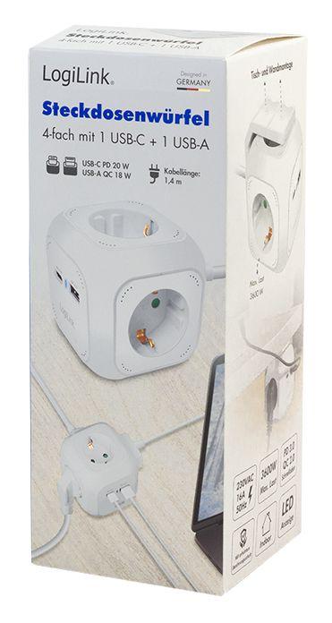 Extensão Elétrica LOGILINK LPS283U (Branco), miniatura 5