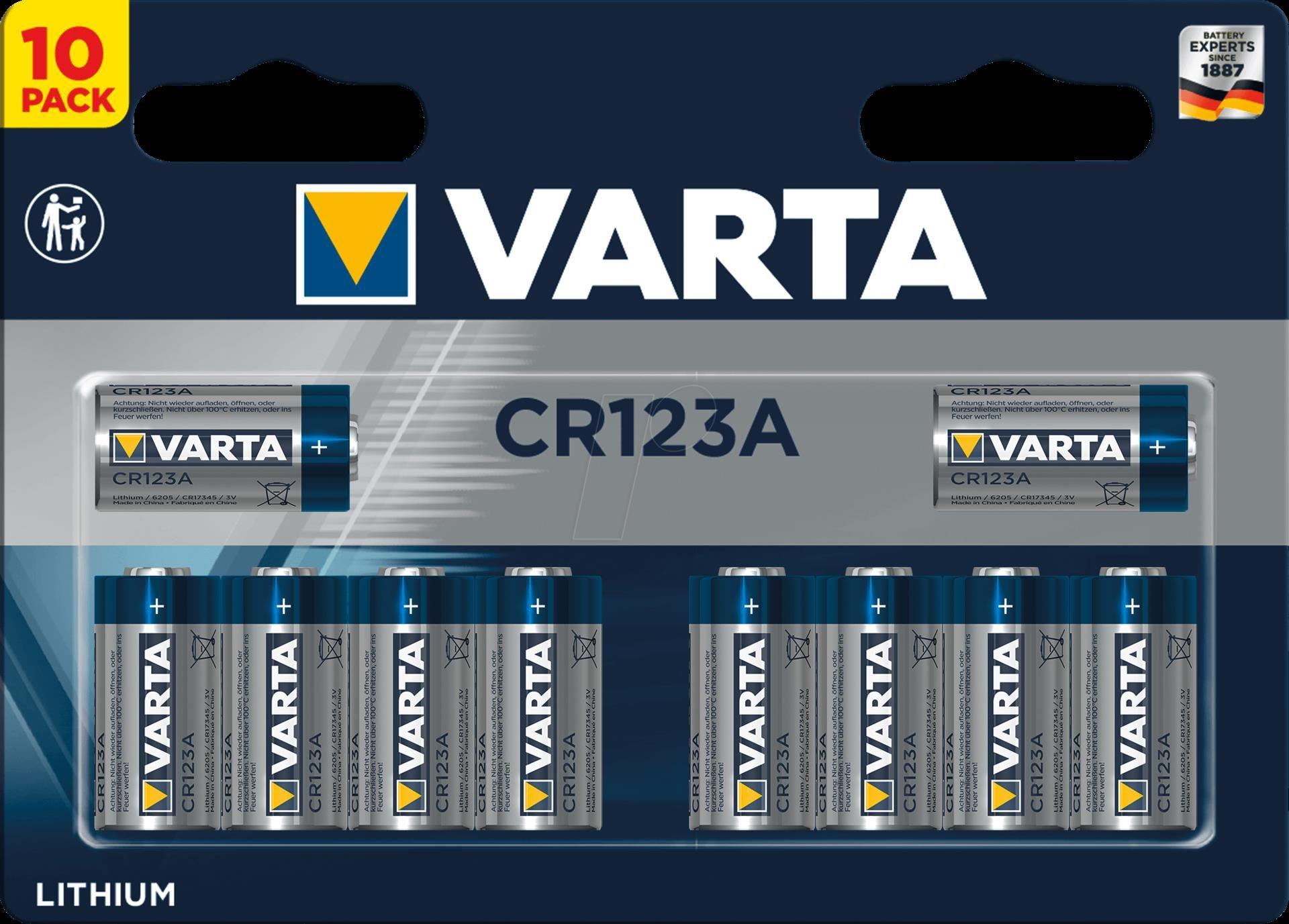 Pilhas VARTA CR123A (Azul e Cinzento)