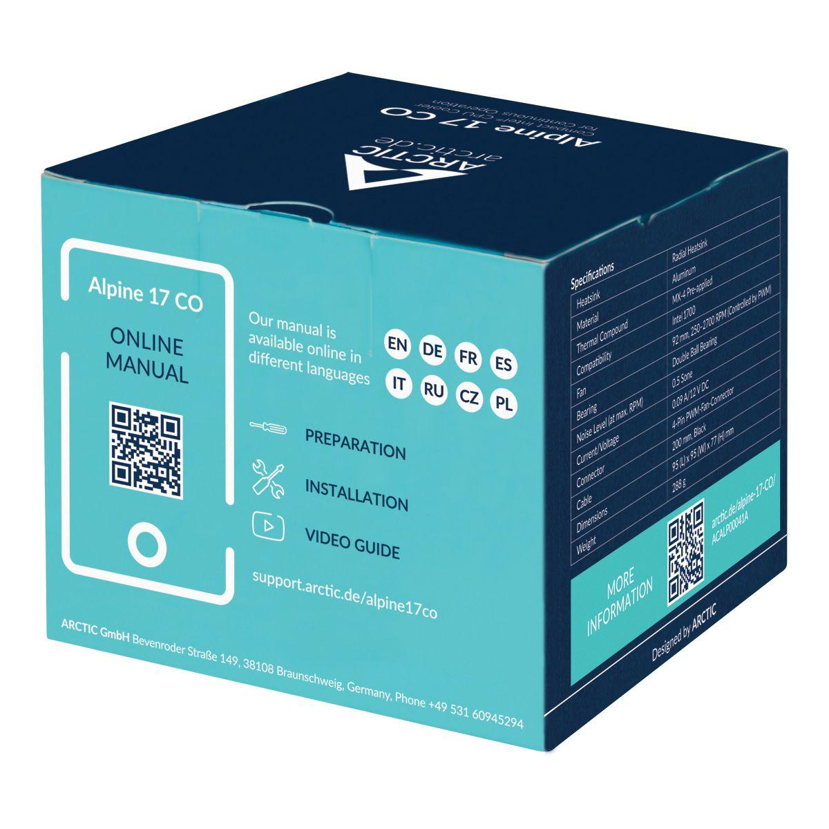 Cooler de CPU ARCTIC Alpine 17 CO (LGA 1700, LGA 1851 - Alumínio - LGA 1700 - Preto e Prateado) — miniatura 8