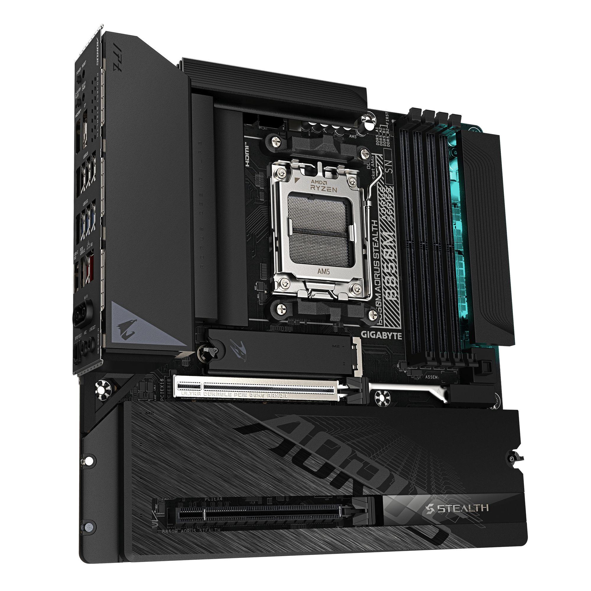 Motherboard GIGABYTE B850M AORUS STEALTH (AM5 - Micro ATX - Duplo canal - Preto), miniatura 3