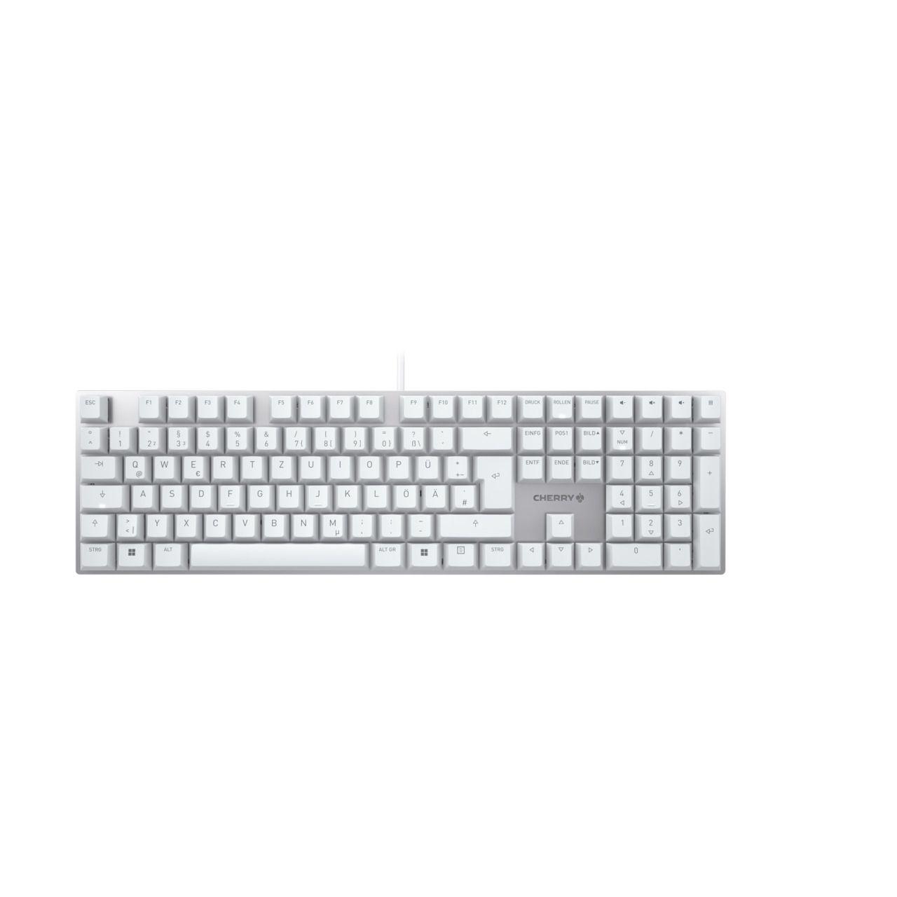 Teclado CHERRY KC 200 MX (Alemão - Cherry MX Silent Red - Tamanho completo - Prateado e Branco)