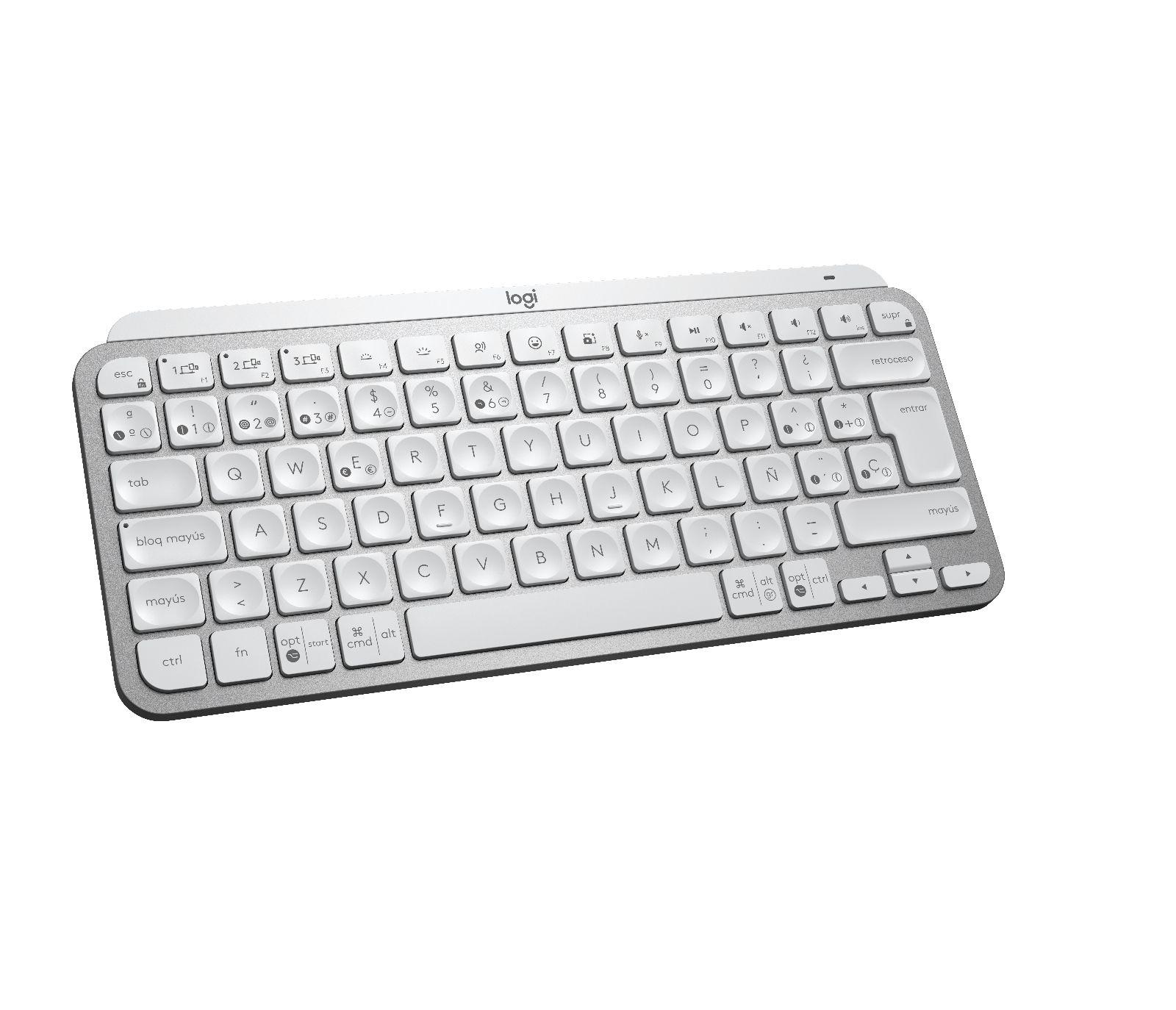 Teclado LOGITECH MX Keys Mini (Espanhol - RF Wireless + Bluetooth - Sem fios - Cinzento-claro) — miniatura 4