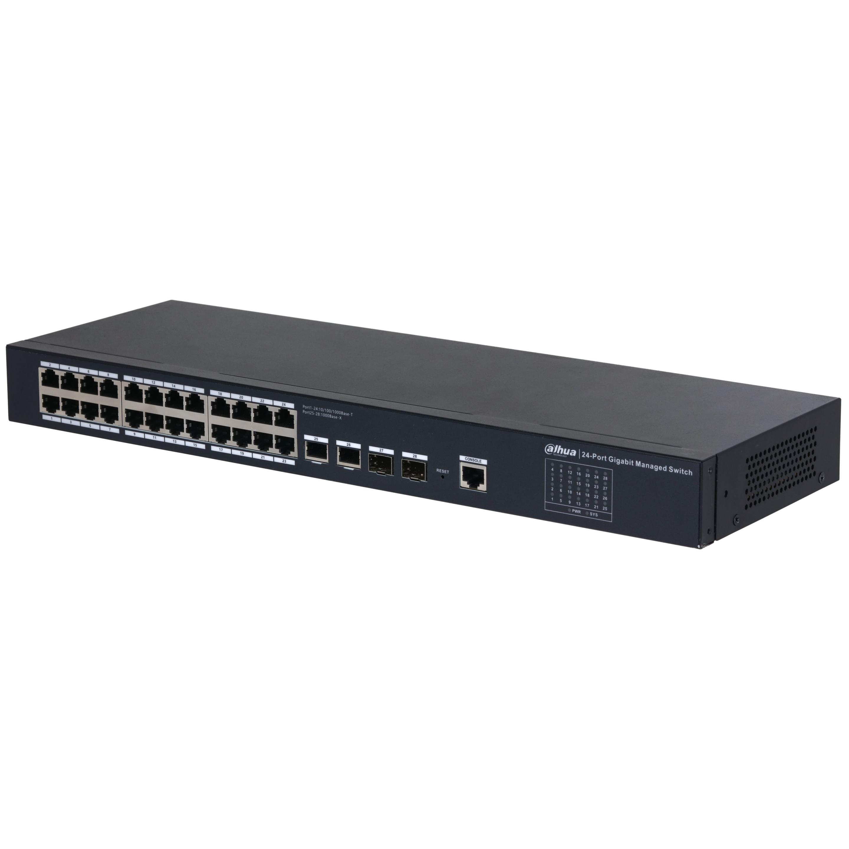Switch Gerido DAHUA DH-SG4028 (Gigabit Ethernet - 10, 100, 1000 Mbit/s - 4,1 MB - Preto)
