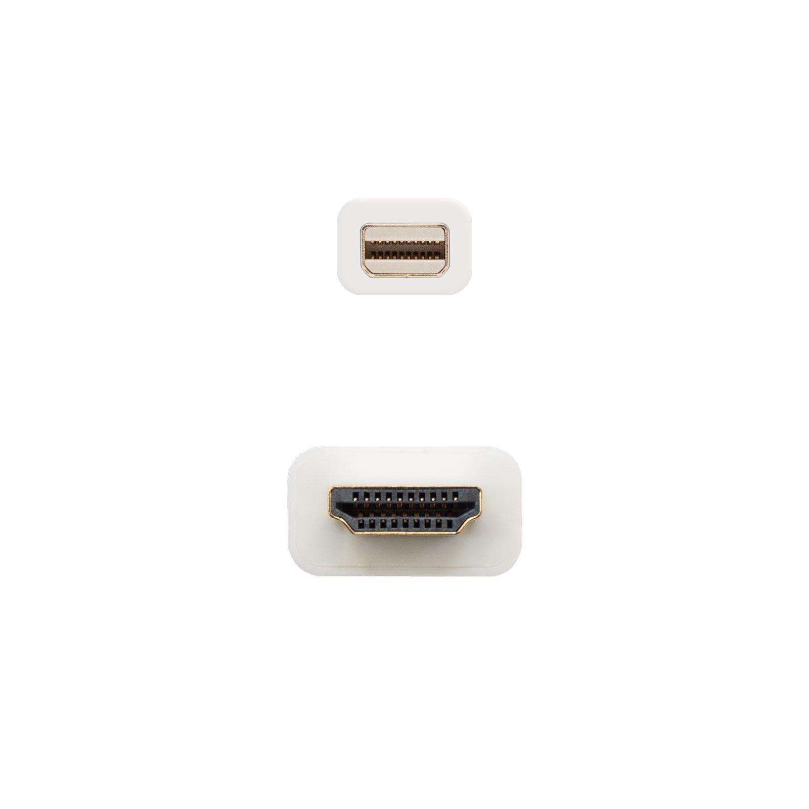 Cabo Conversor NANOCABLE 10.15.4002 (2 m - Mini DisplayPort Macho - HDMI Tipo A macho - Branco) — miniatura 3