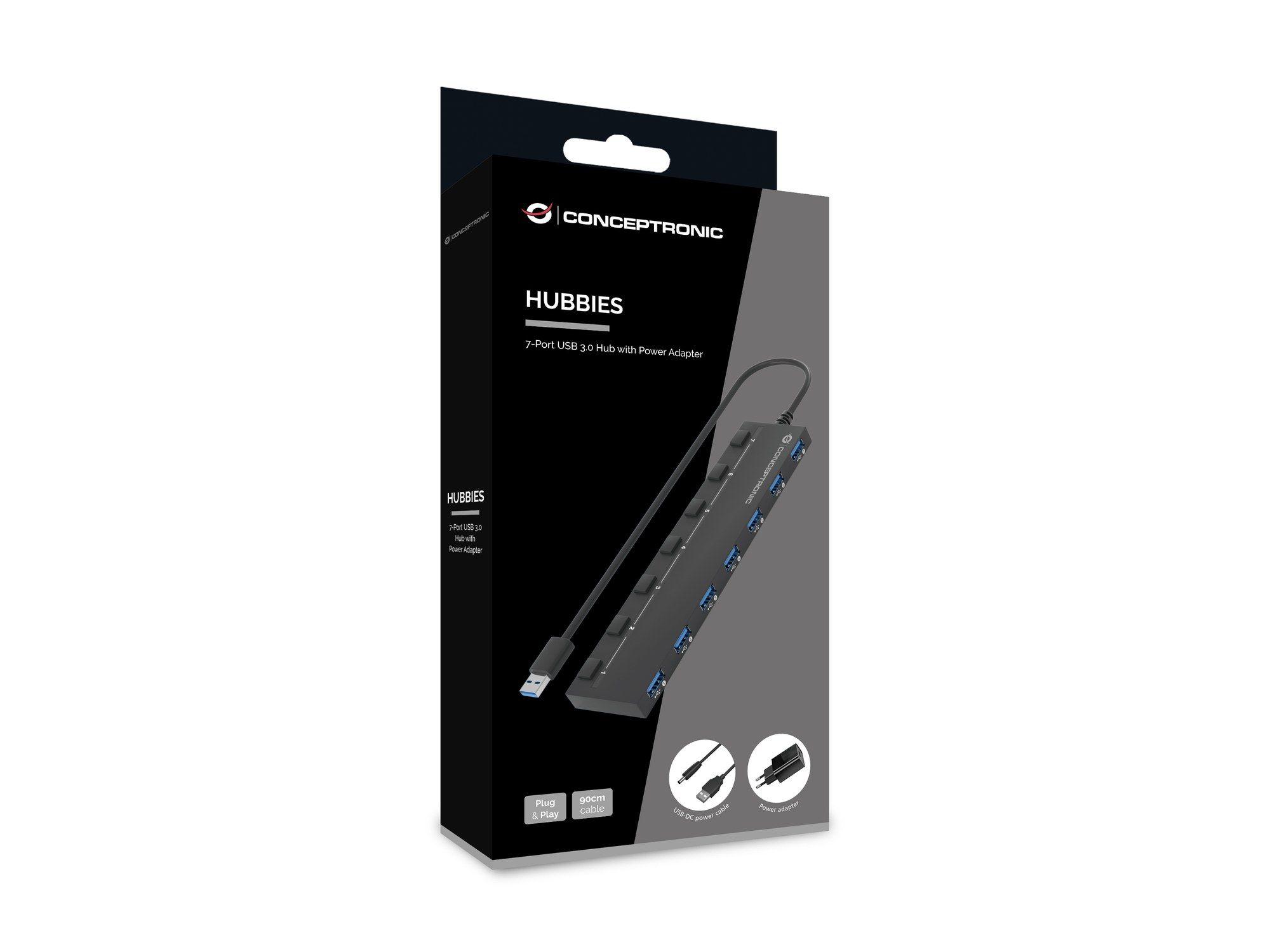 Hub USB CONCEPTRONIC HUBBIES19BP (Preto) — miniatura 3