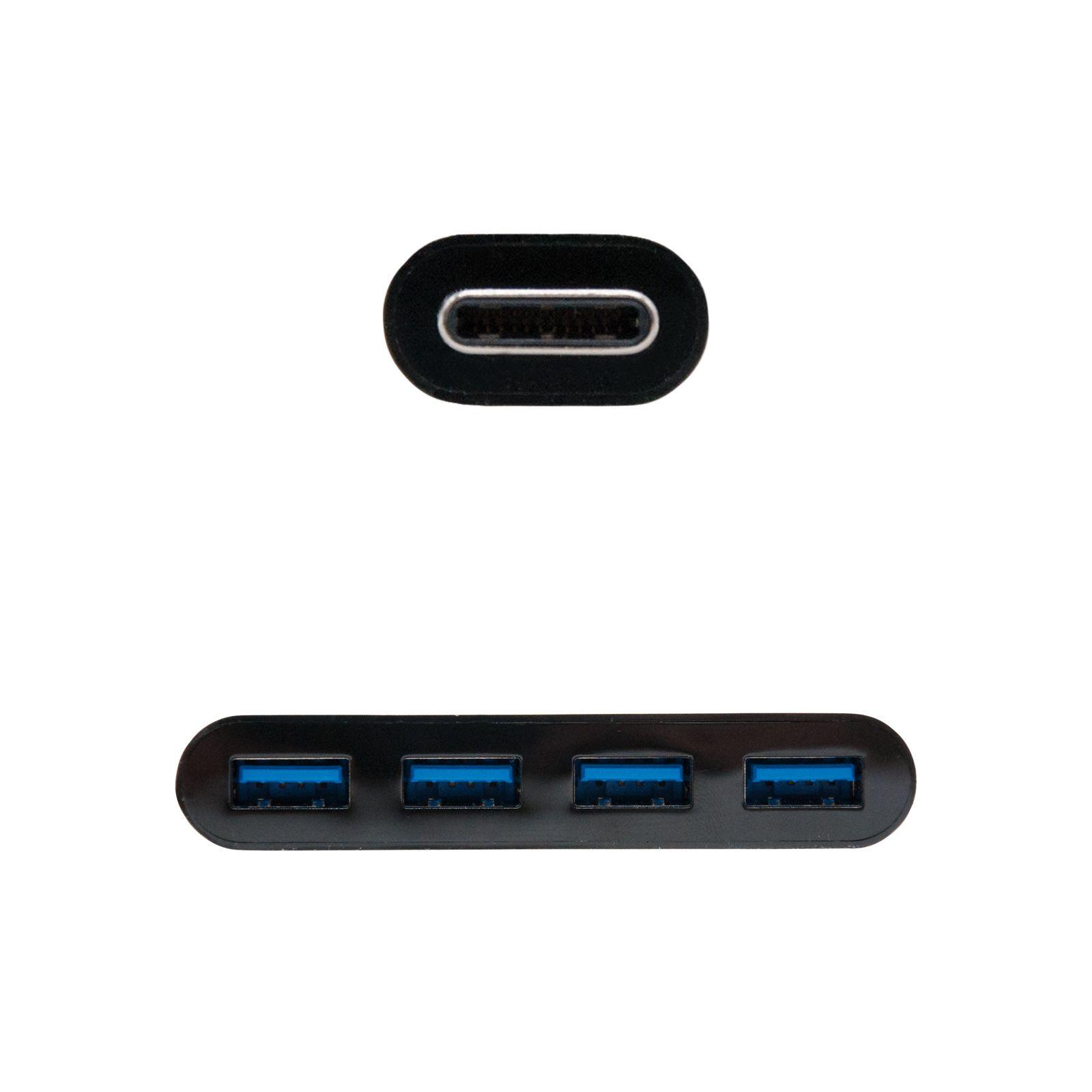 Adaptador USB-C NANOCABLE 10.16.4401-BK (0,1 m - USB 3.2 Gen 1 Type-C - 4 x USB-A 3.0 - Preto), miniatura 2