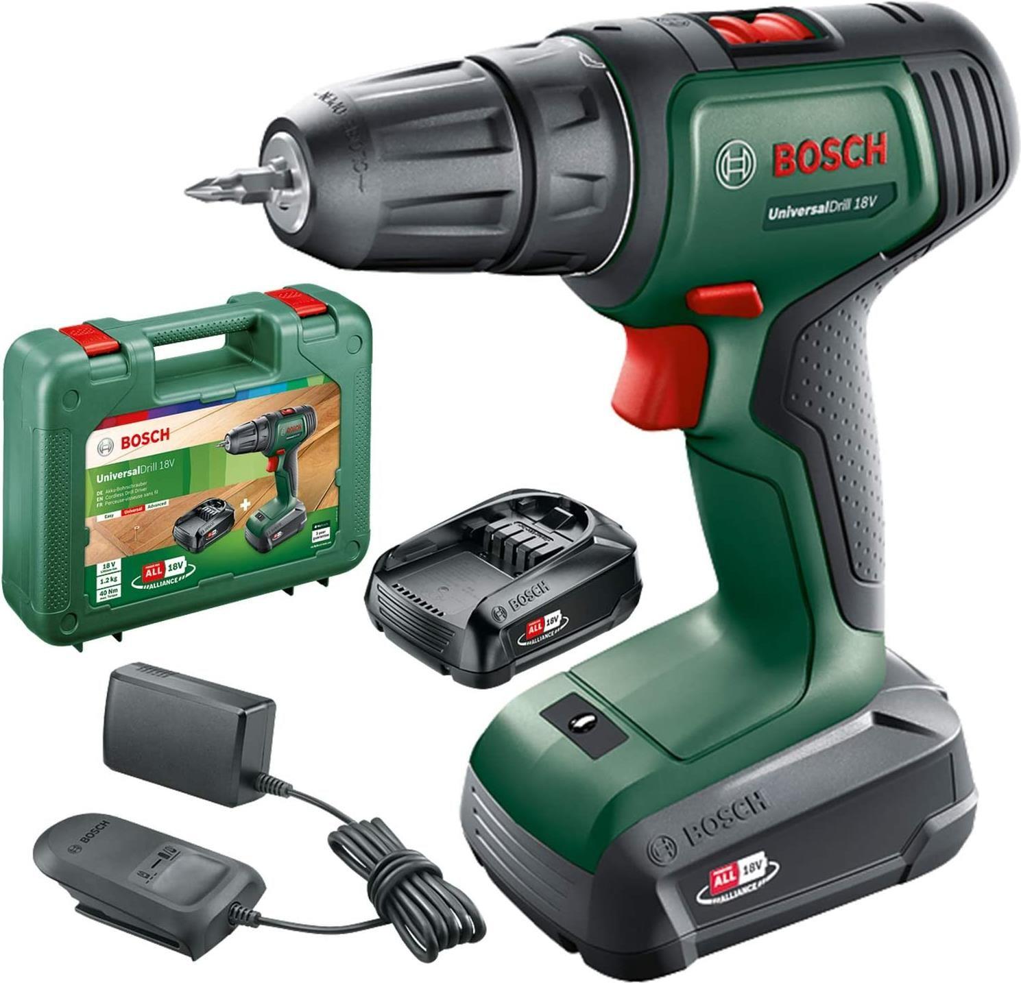 Berbequim Aparafusador BOSCH UniversalDrill 18V (Preto e Verde)