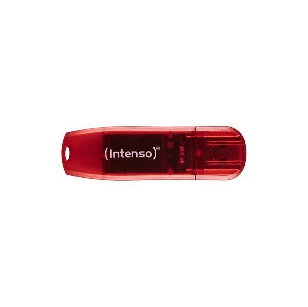 Pen USB INTENSO Rainbow Line (USB Type-A - Com tampa - 28,00 MB/s - Vermelho e Transparente) — miniatura 2