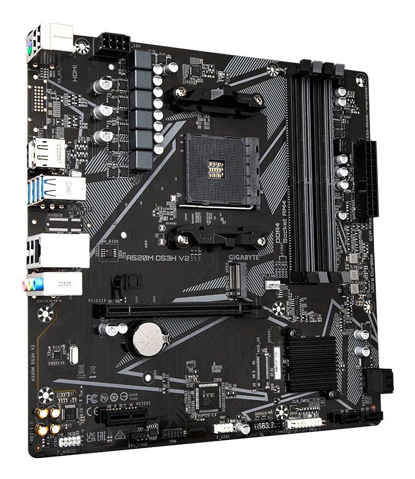 Motherboard GIGABYTE A520M DS3H V2 (AM4 - micro ATX - Duplo canal - Preto) — miniatura 3