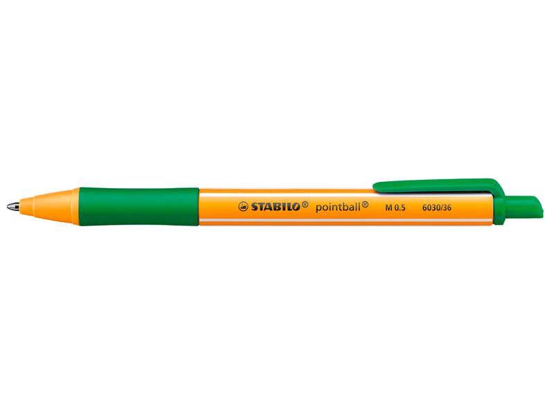 Caneta Esferográfica Retrátil STABILO Pointball (79% de plástico reciclado - Verde)