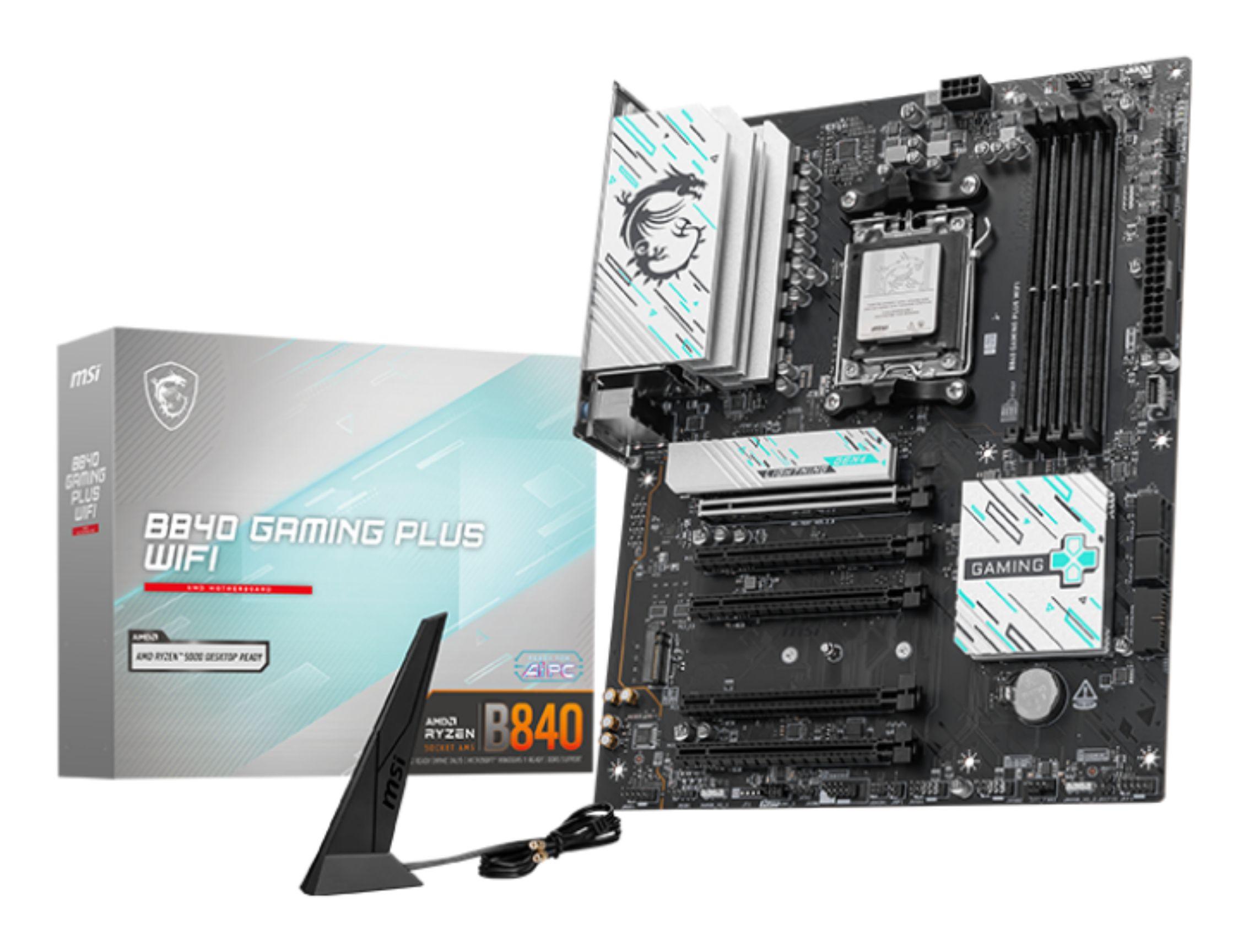 Motherboard MSI B840 GAMING PLUS WIFI (AM5 - ATX - Duplo canal - Preto)