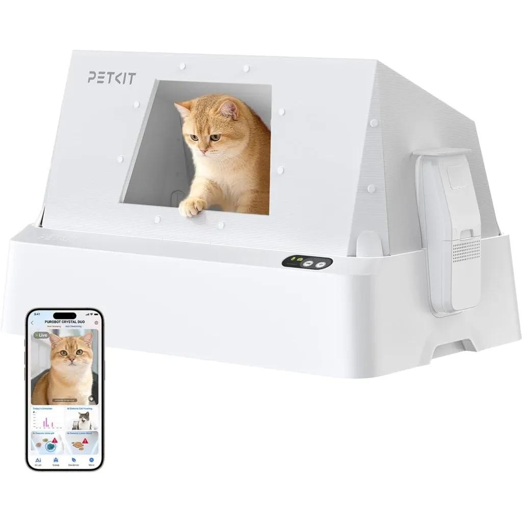 Caixa de Areia PETKIT Purobot Crystal Duo IA com Tampa (32,20 x 19,96 x 13,14 pol.)