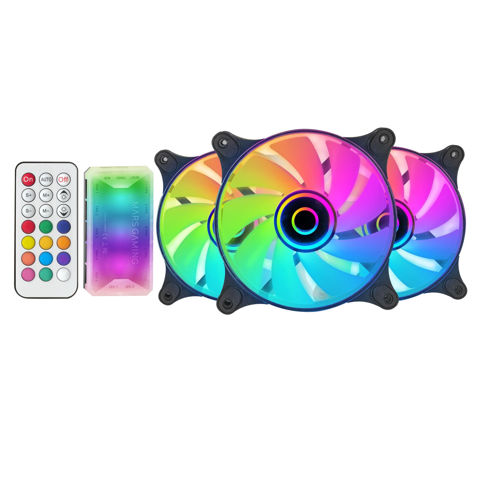 Kit de 3 Ventoinhas para Caixa PC MARS GAMING MF-3DKIT (ARGB - Preto) — miniatura 2