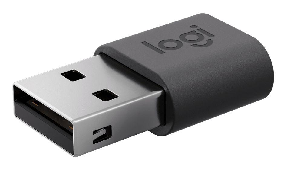 Adaptador USB LOGITECH 956-000169 (USB 2.0 - USB-A Macho para USB-C Fêmea - Grafite)