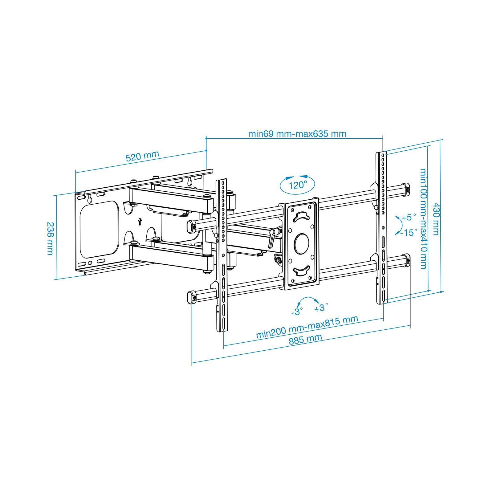 Suporte de Parede TV Articulado TOOQ LP3790TN-B (43" a 90" - VESA 800x400 - Preto), miniatura 12