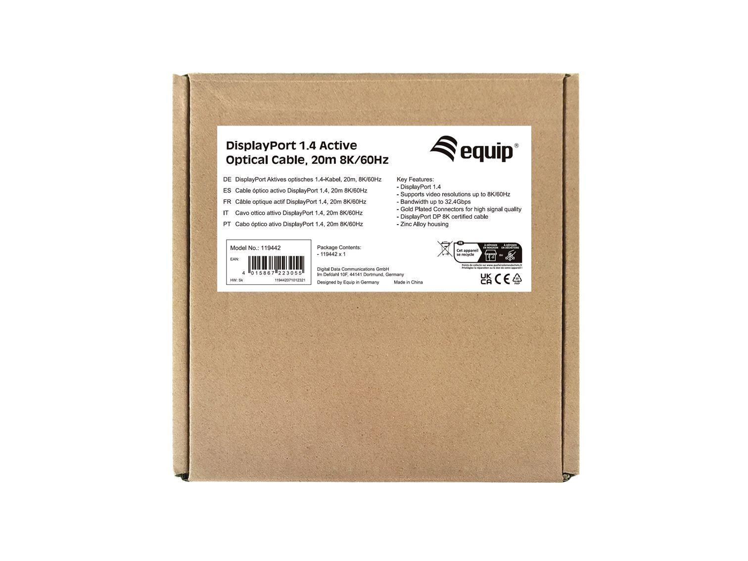 Cabo Ótico Ativo DisplayPort EQUIP 119442 (20 m - Preto), miniatura 5