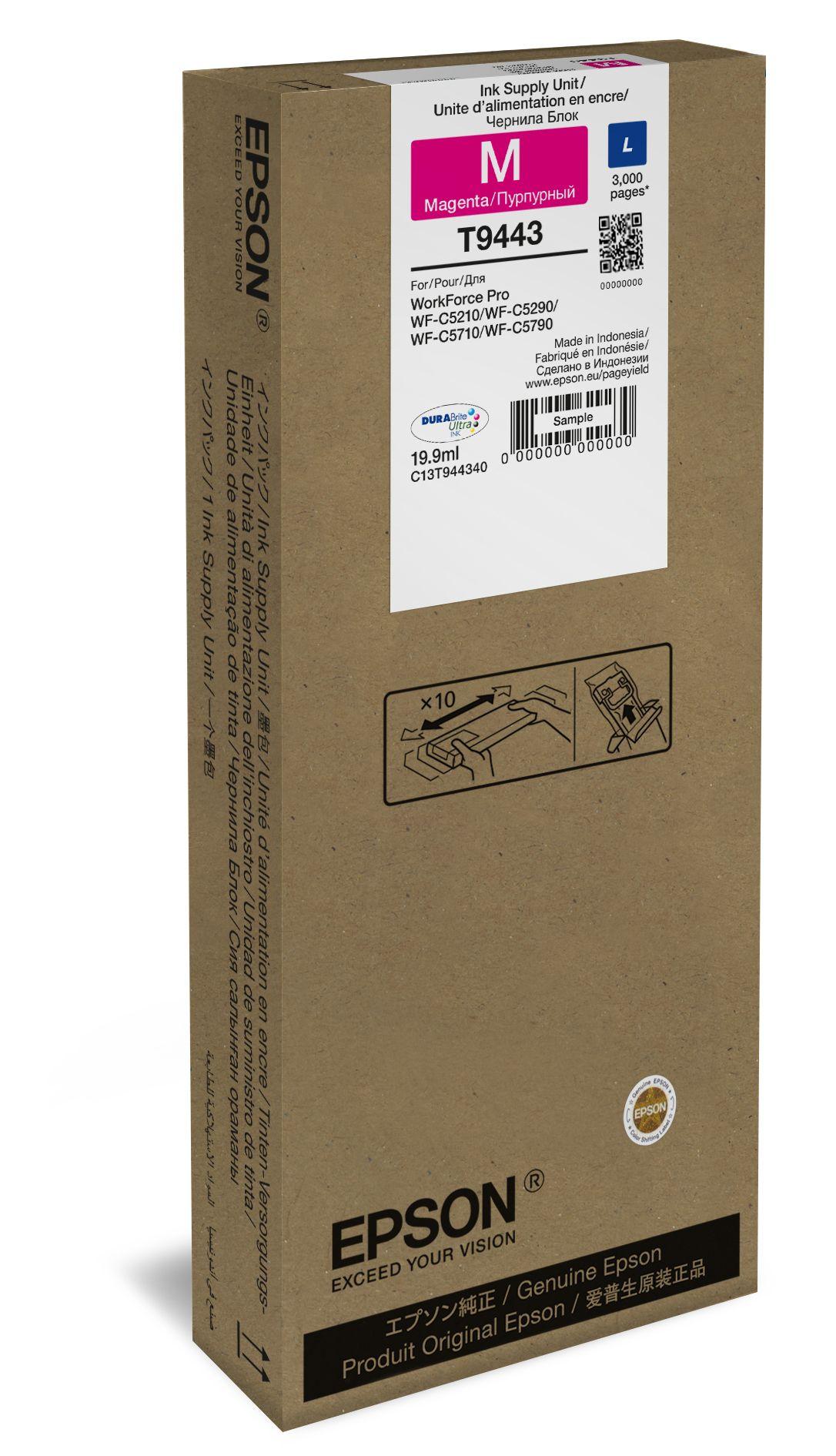 Tinteiro EPSON T9443 (3000 páginas - Magenta)