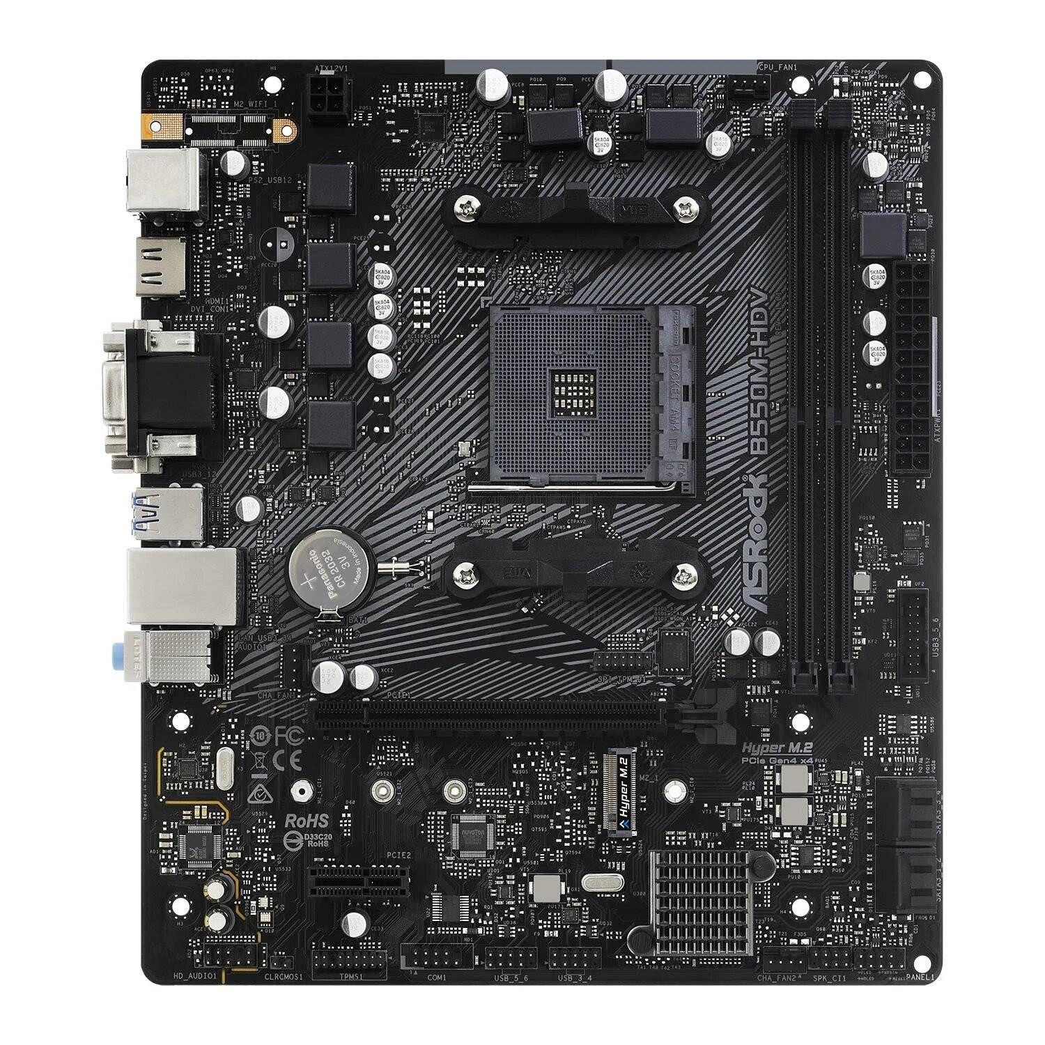 Motherboard ASROCK B550M-HDV (AM4 - AMD Ryzen 3000 Series - micro-ATX - Preto), miniatura 3